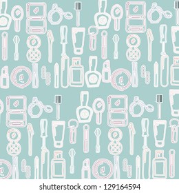 makeup icons over blue background. vector illustration