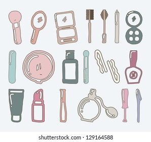 makeup icons over gray background. vector illustration