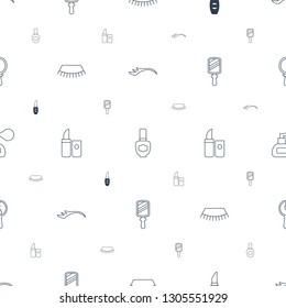 makeup icons pattern seamless white background. Included editable line eyelashes, nail polish, lipstick, eyelash, mirror, perfume icons. makeup icons for web and mobile.