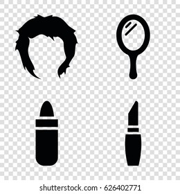 Makeup icons set. set of 4 makeup filled icons such as mirror, lipstick