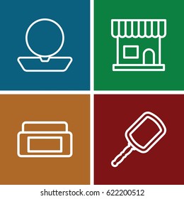 Makeup icons set. set of 4 makeup outline icons such as cream box, beauty salon, mirror