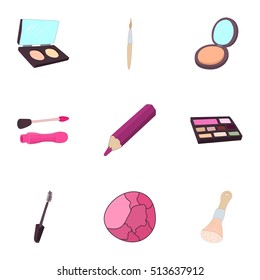Makeup icons set. Cartoon illustration of 9 makeup vector icons for web