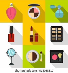 Makeup icons set. Flat illustration of 9 makeup vector icons for web