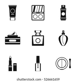 Makeup icons set. Simple illustration of 9 makeup vector icons for web