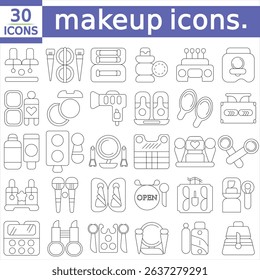 makeup icons. Simple line art style icons pack. Vector illustration