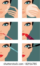 Makeup icons  vector  no gradient  color full