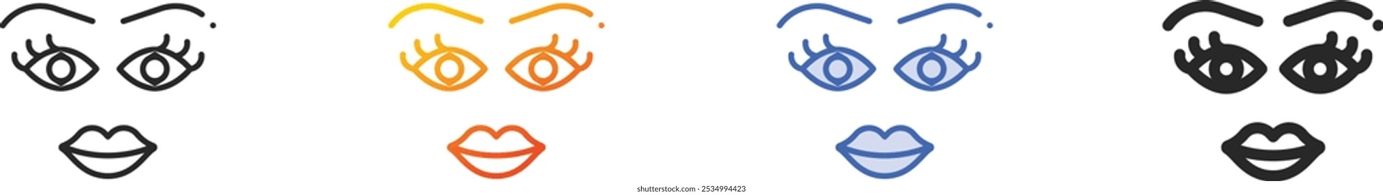 makeup icon.Thin Linear, Gradient, Blue Stroke and bold Style Design Isolated On White Background