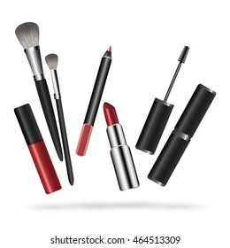 Makeup kit, beauty set. Cosmetics icons, vector set.