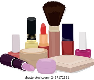 
Ilustración vectorial del kit de maquillaje