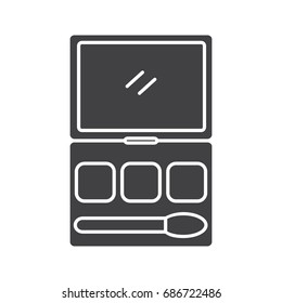 Makeup kit glyph icon. Silhouette symbol. Eye shadows. Negative space. Vector isolated illustration