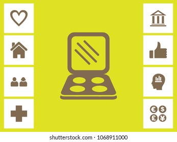 Makeup Kit Icon With Bonus Icons. Eps-10.