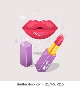 make-up kit, lipstick with a cap, plump lips, bright makeup
