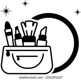 Makeup Kit with looking mirror Concept, Portable Personal Beauty pouch vector icon design, Glamour and beauty symbol, Haute couture Sign, Fashion Show and Exhibition stock illustration