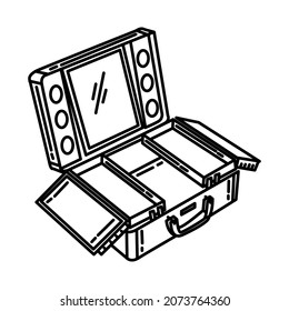 Makeup Kit Part of Women Facial Treatment Tools Hand Drawn Icon Set Vector.