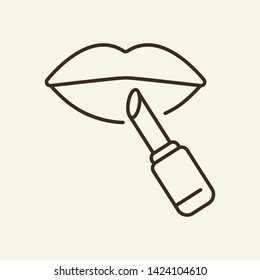 Makeup line icon. Female lips and lipstick. Beauty care concept. Vector illustration can be used for topics like beauty salon, glamour, fashion