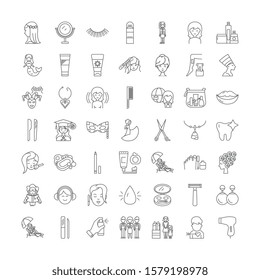 Makeup linear icons, signs, symbols vector line illustration set
