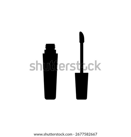 Makeup lip gloss silhouette icon vector flat design.