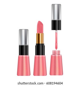 Makeup for lips mockup. Realistic illustration of makeup for lips vector mockup for web