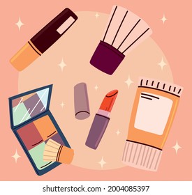 fundación de lápiz labial de maquillaje y sombra ocular