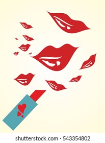 makeup lipstick graphic design vector art