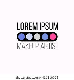 Makeup logo. Business identity element for make-up artist, beauty salon, cosmetic company, beauty products store, shop. Vector illustration isolated on white background, in modern flat style