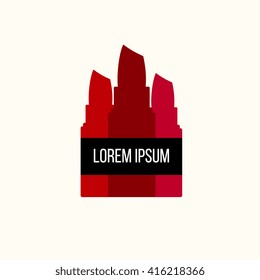 Makeup logo. Business identity element for make-up artist, beauty salon, cosmetic company, beauty products store, shop. Vector illustration isolated on white background, in modern flat style