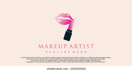 Makeup logo design with concept creative Premium Vector
