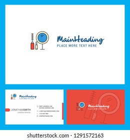 Makeup Logo design with Tagline & Front and Back Busienss Card Template. Vector Creative Design