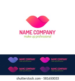 Makeup logo set consisting of lips different color on isolated on background for make up professional, business company etc. Vector Illustration