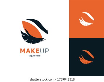 Makeup logo template vector illustration. Beauty eyelashes with background.