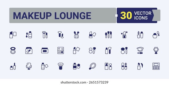 Makeup Lounge vector line icon set. Contains outline symbols like cosmetic, parlour, spa and more. Beauty Parlour icon. Outline icons pack. Solid line editable stroke.