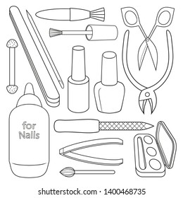 Makeup and manicure items. Vector set.
Hand drawn doodles objects makeup and manicure. 