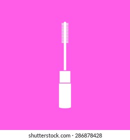 Makeup mascara brush pink icon. Vector illustration