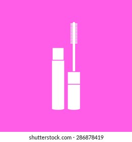 Makeup mascara pink icon. Vector illustration