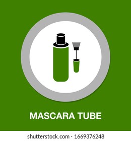 Makeup mascara tube, brush and stain isolated over white background. Cosmetic product design vector illustration