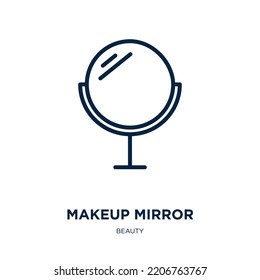 makeup mirror icon from beauty collection. Thin linear makeup mirror, mirror, fashion outline icon isolated on white background. Line vector makeup mirror sign, symbol for web and mobile