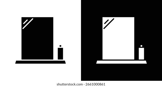 Icono de espejo de maquillaje. paquete de iconos de línea en blanco y negro.