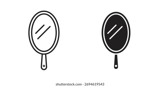 Conceito de ícone de espelho de maquiagem. Símbolo de logotipo para web e celular. Pixel perfeito.