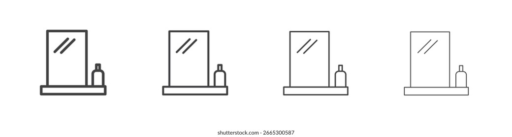 Diseño de símbolo de contorno de concepto de icono de espejo de maquillaje.
