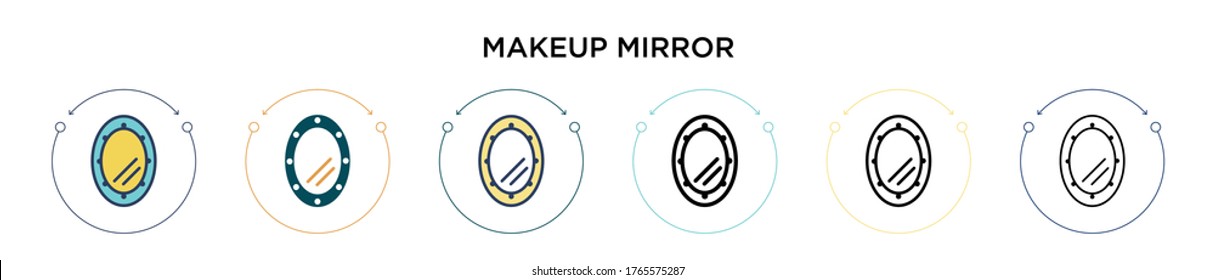 Makeup mirror icon in filled, thin line, outline and stroke style. Vector illustration of two colored and black makeup mirror vector icons designs can be used for mobile, ui, web