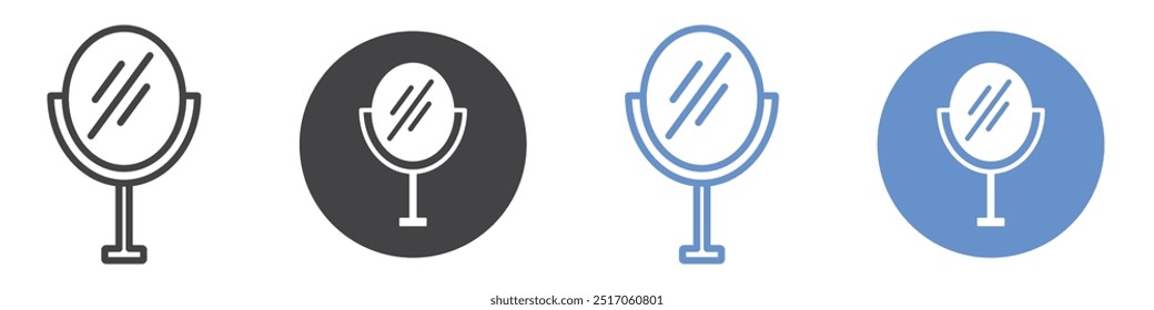 Makeup mirror icon flat line symbol set.