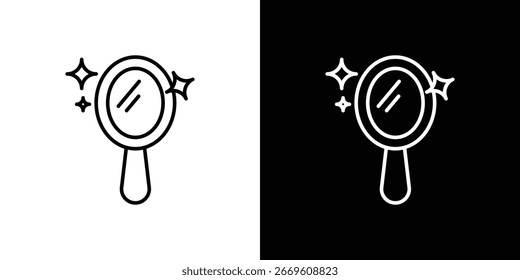 Plantilla de símbolo de icono de espejo de maquillaje para Ilustración vectorial de logotipo de colección gráfica y de Diseño web