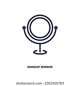 makeup mirror icon. Thin line makeup mirror icon from beauty and elegance collection. Outline vector isolated on white background. Editable makeup mirror symbol can be used web and mobile