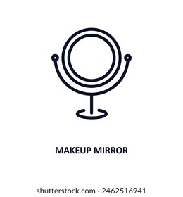 makeup mirror icon. Thin line makeup mirror icon from beauty and elegance collection. Outline vector isolated on white background. Editable makeup mirror symbol can be used web and mobile