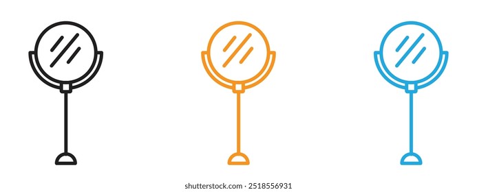 Icono de espejo de maquillaje Conjunto de ilustración de línea delgada