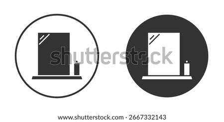 Makeup mirror icon in trendy flat design versions in black and white.