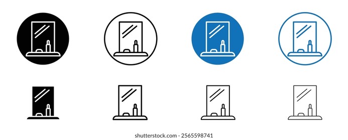 Makeup mirror icons in black and blue colors
