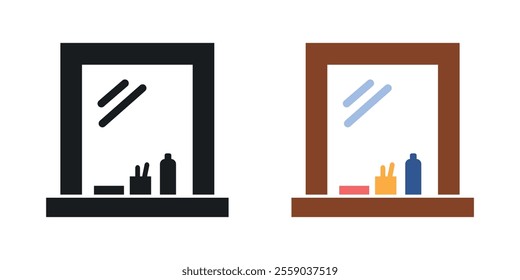 Makeup mirror icons in black and colored version