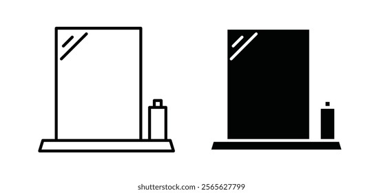 Makeup mirror icons in black and white colors