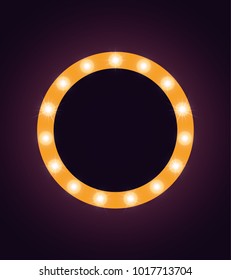 Makeup mirror isolated with gold lights.